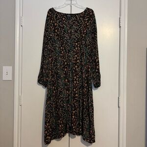 Angie Black Floral Long Sleeve Dress